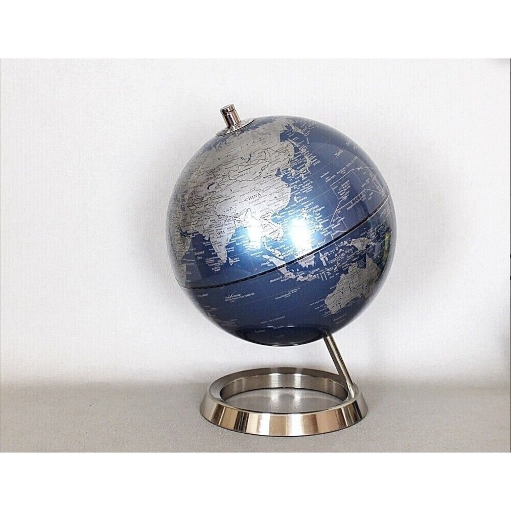 30" Inch OD Diameter Dark Blue & Silver Nova Orbis Geographica Terrestrial Globe